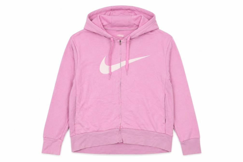Nike Women's Pink Full Zip Hoodie Small Dri-Fit Logo Casual