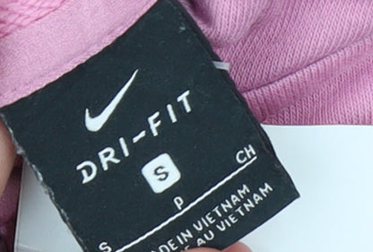 Nike Women's Pink Full Zip Hoodie Small Dri-Fit Logo Casual