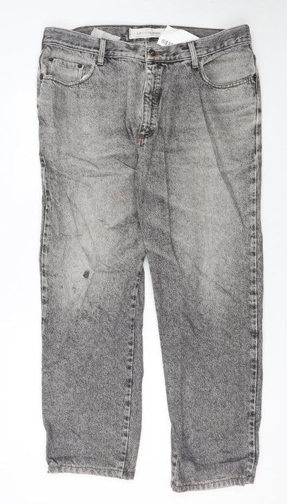 Lee Cooper Men's Grey Acid Wash Straight Jeans W40 L34