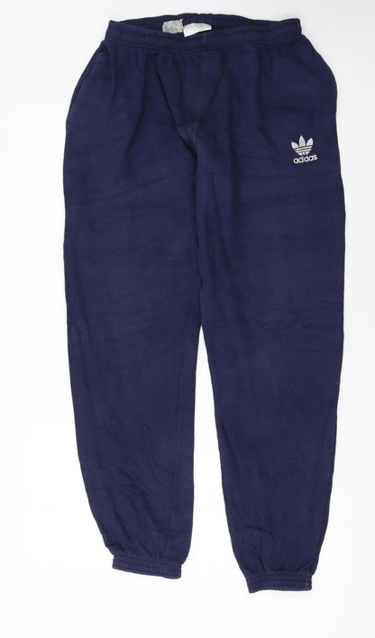 Adidas Womens Blue Sweatpants Size 8 Tapered Fleece Loungewear