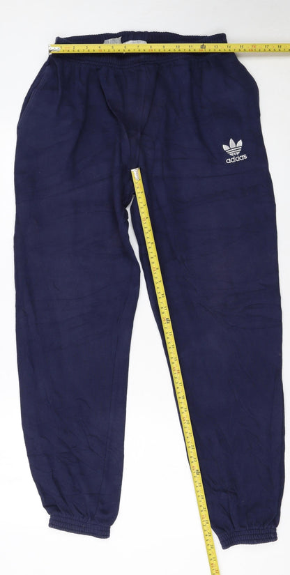 Adidas Womens Blue Sweatpants Size 8 Tapered Fleece Loungewear