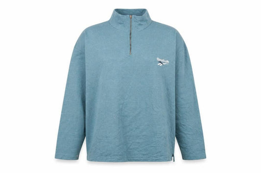 Reebok Women Blue 1/4 Zip Pullover Sweatshirt Size L