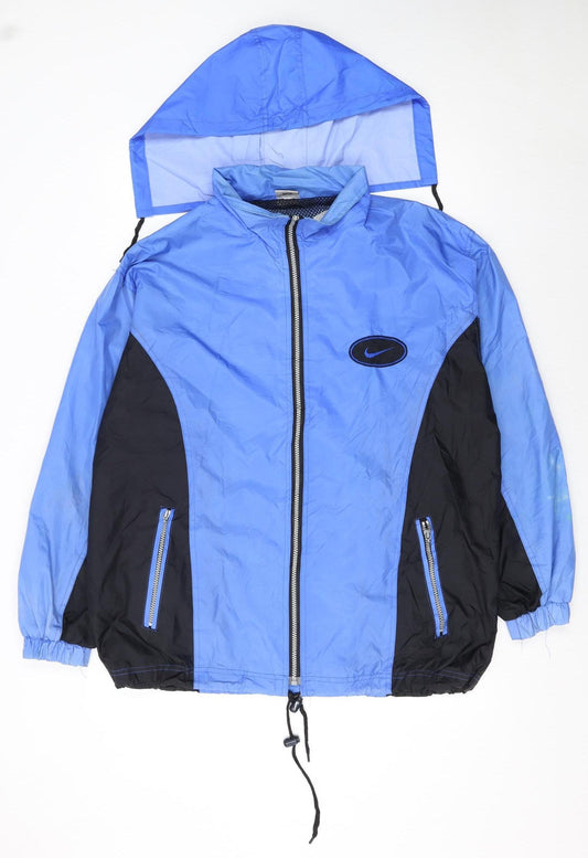 Nike Men's Blue & Black Windbreaker Jacket Size S Hooded