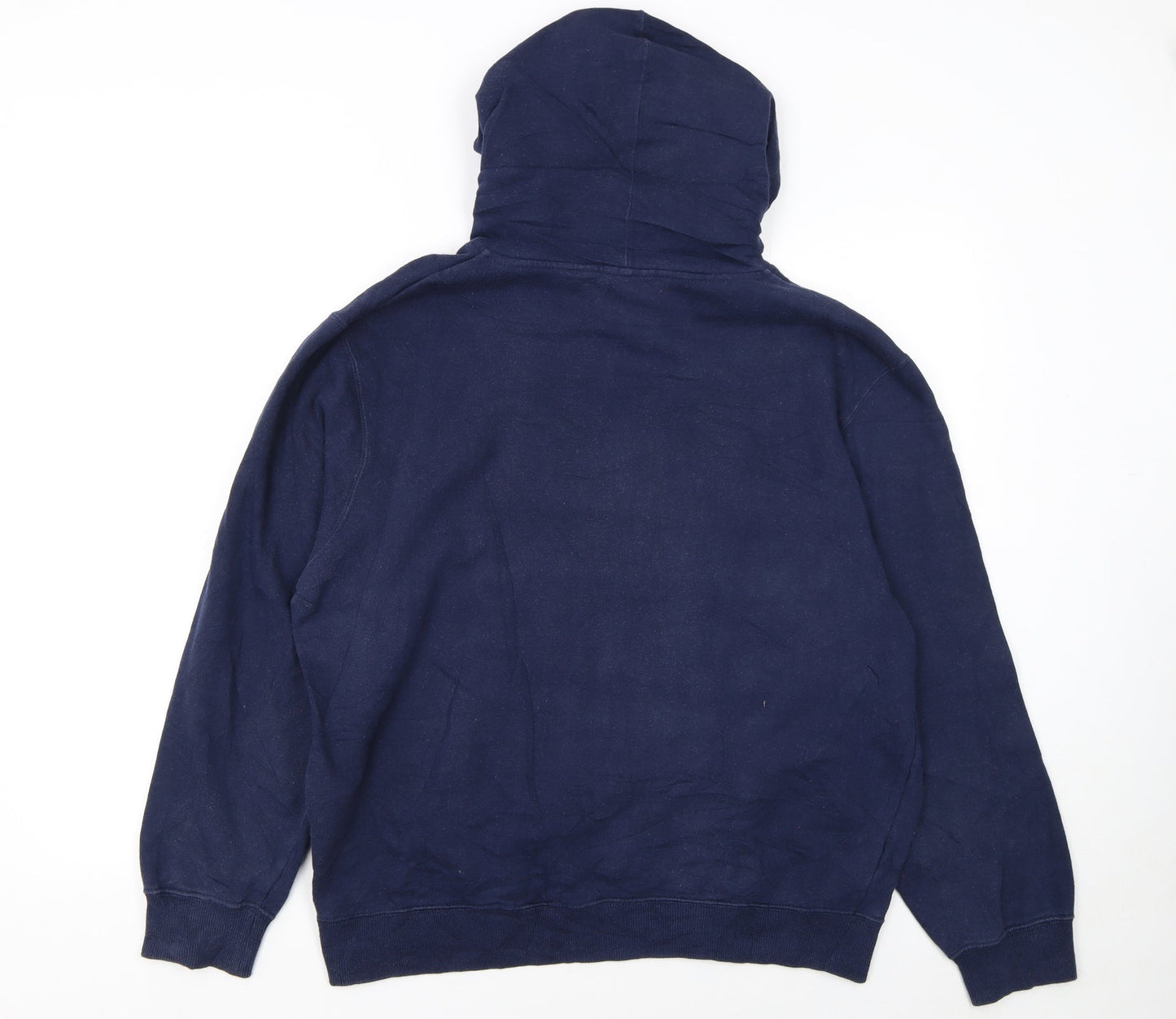 Fila Womens Navy Blue Pullover Hoodie L Cotton Blend Logo