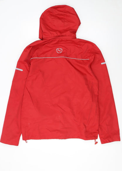 Puma Men's Red L Windbreaker Hooded Lightweight Active Jacket