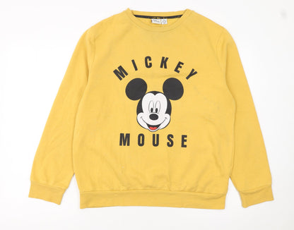 Disney Womens Yellow Mickey Mouse Sweatshirt Size M 12/14