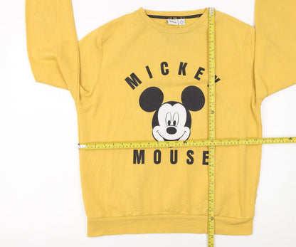 Disney Womens Yellow Mickey Mouse Sweatshirt Size M 12/14