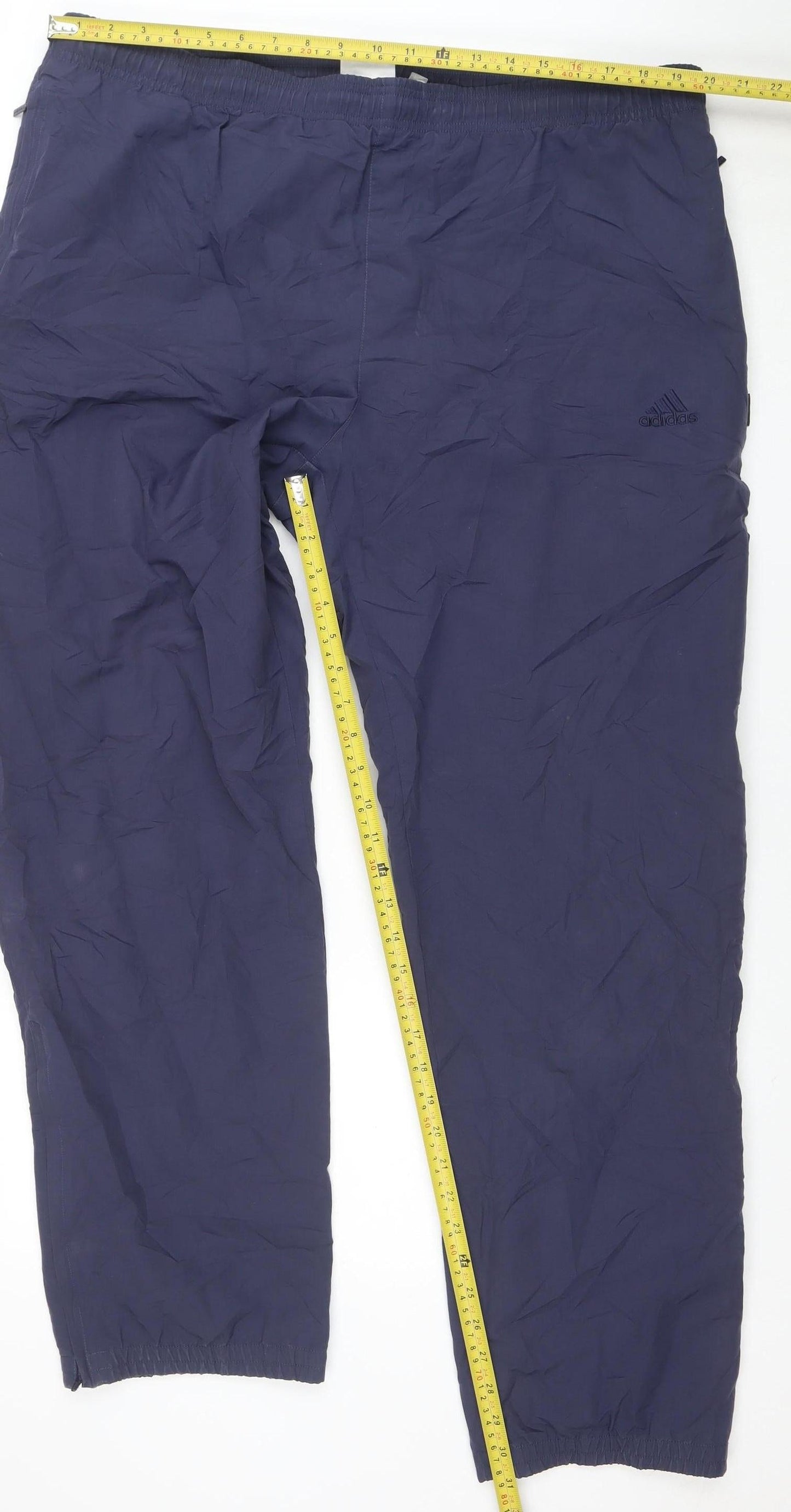 Adidas Men's Blue Polyester Track Pants Size L Elastic Waist Activewear