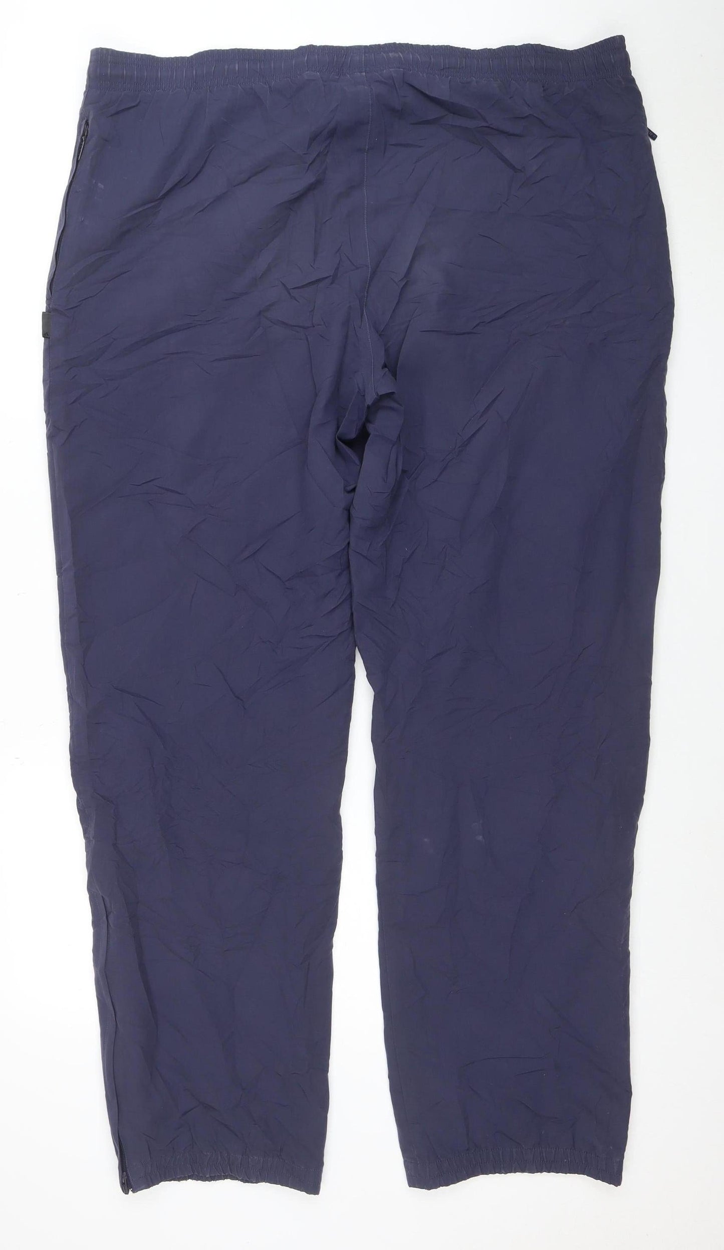 Adidas Men's Blue Polyester Track Pants Size L Elastic Waist Activewear