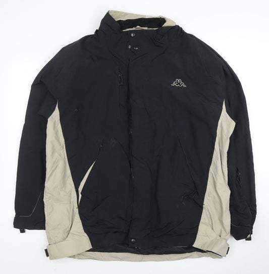 Kappa Men's Black Parka Jacket Size M Windproof Outdoor Coat