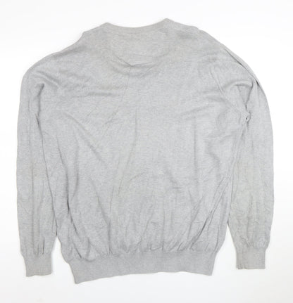 Lacoste Mens Grey Cotton V-Neck Jumper 2XL Regular Fit