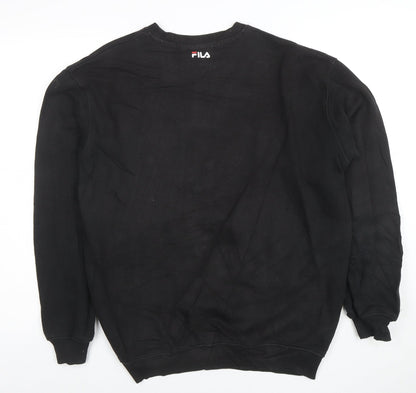 FILA Mens Black Small Pullover Sweatshirt Crew Neck Graphic Logo