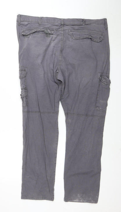 Wrangler Mens Grey Cargo Trousers 40x30 Regular Tapered Cotton