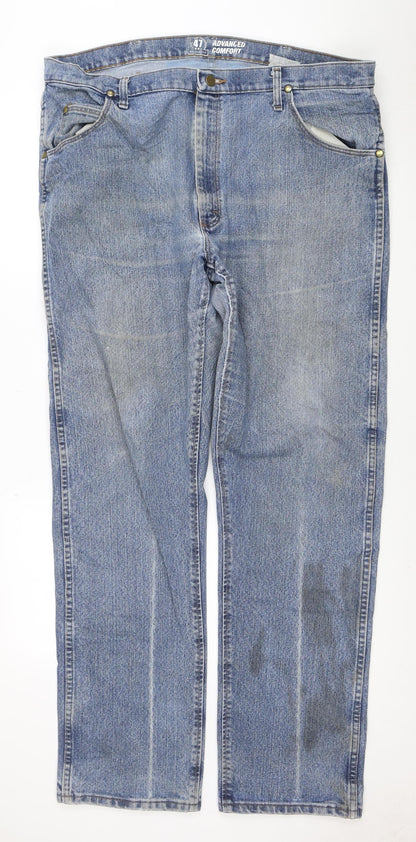 Wrangler Men's Blue 40x34 Straight Fit Denim Jeans