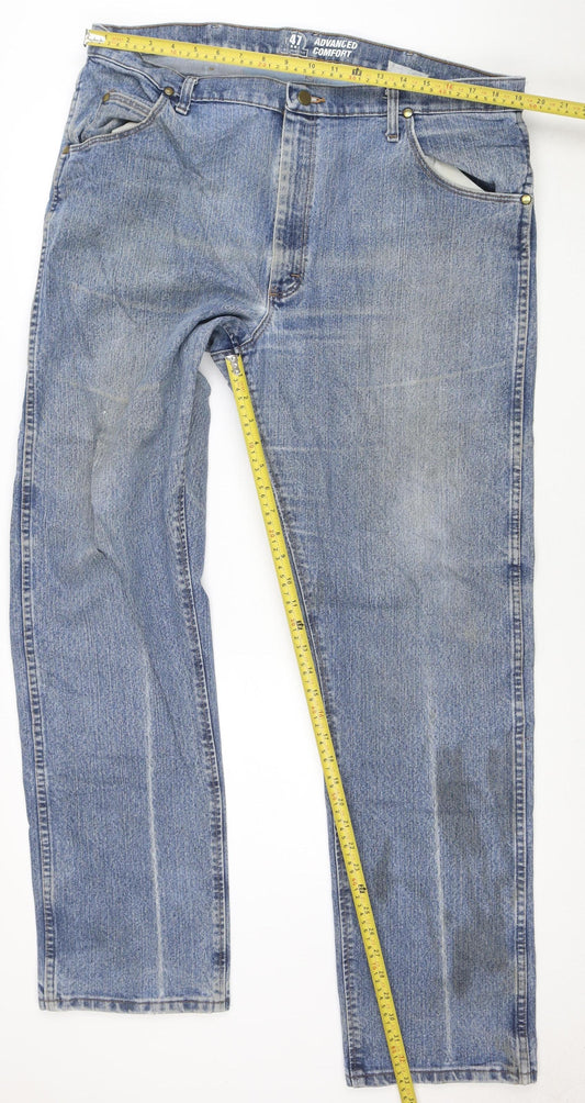 Wrangler Men's Blue 40x34 Straight Fit Denim Jeans