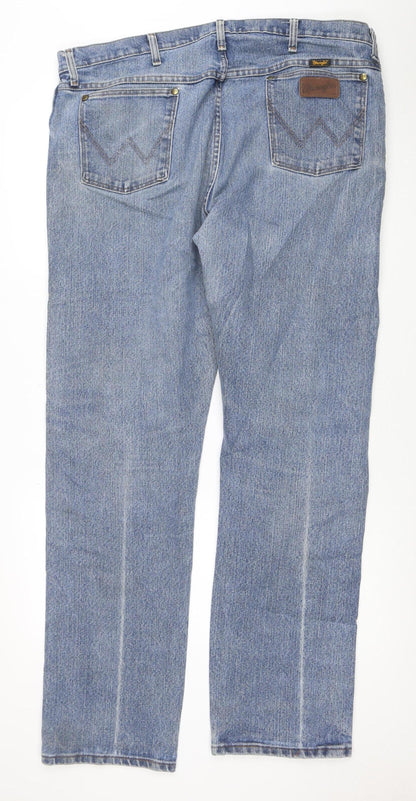 Wrangler Men's Blue 40x34 Straight Fit Denim Jeans