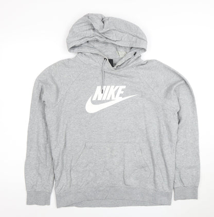 Nike Men's Grey Pullover Hoodie M Logo Graphic Sportswear