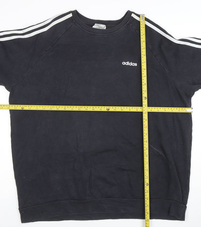 Adidas Women Black XL Pullover Sweatshirt 3-Stripes Logo Crew Neck