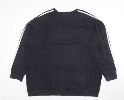 Adidas Women Black XL Pullover Sweatshirt 3-Stripes Logo Crew Neck