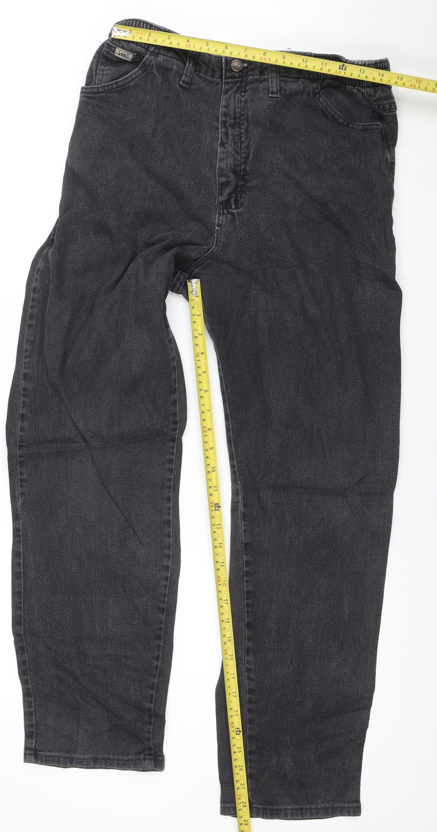 Lee Women's Grey Straight Leg Elastic Waist Jeans Size 14