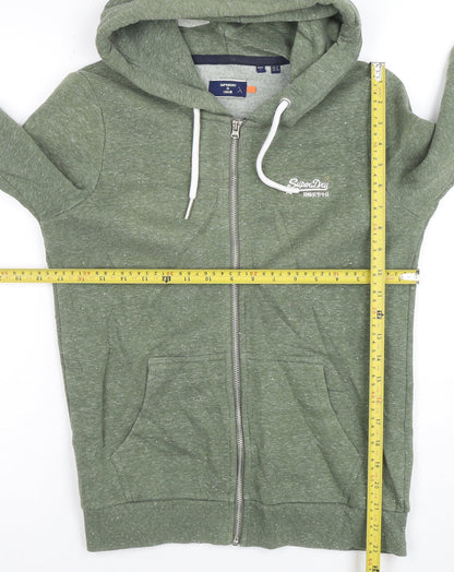 Superdry Womens Green Full Zip Hoodie UK 12 Cotton Blend Casual