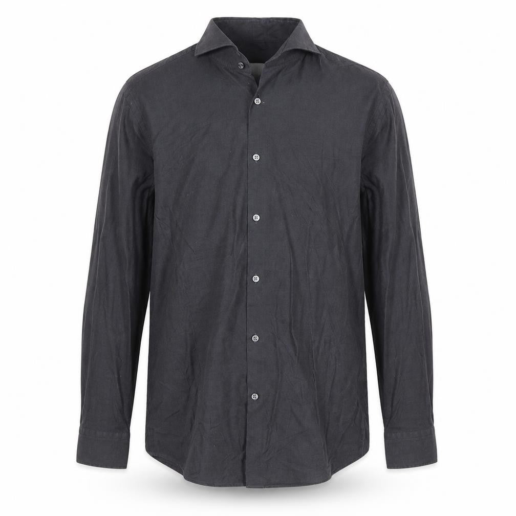 BOSS Men's Grey Slim Fit Long Sleeve Cotton Button-Up Shirt
