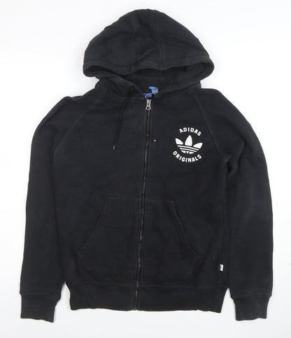 Adidas Originals Women's Black Full Zip Hoodie Size 12 Cotton Blend