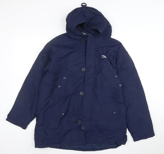 Umbro Boys Blue Hooded Parka Coat 12 Years Nylon Winter Lined Jacket