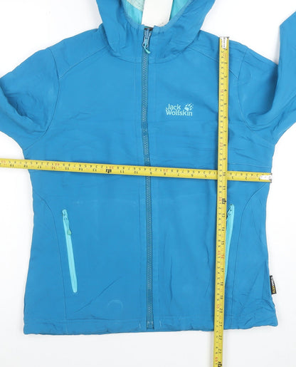 Jack Wolfskin Women Blue Softshell Hooded Jacket Size 10