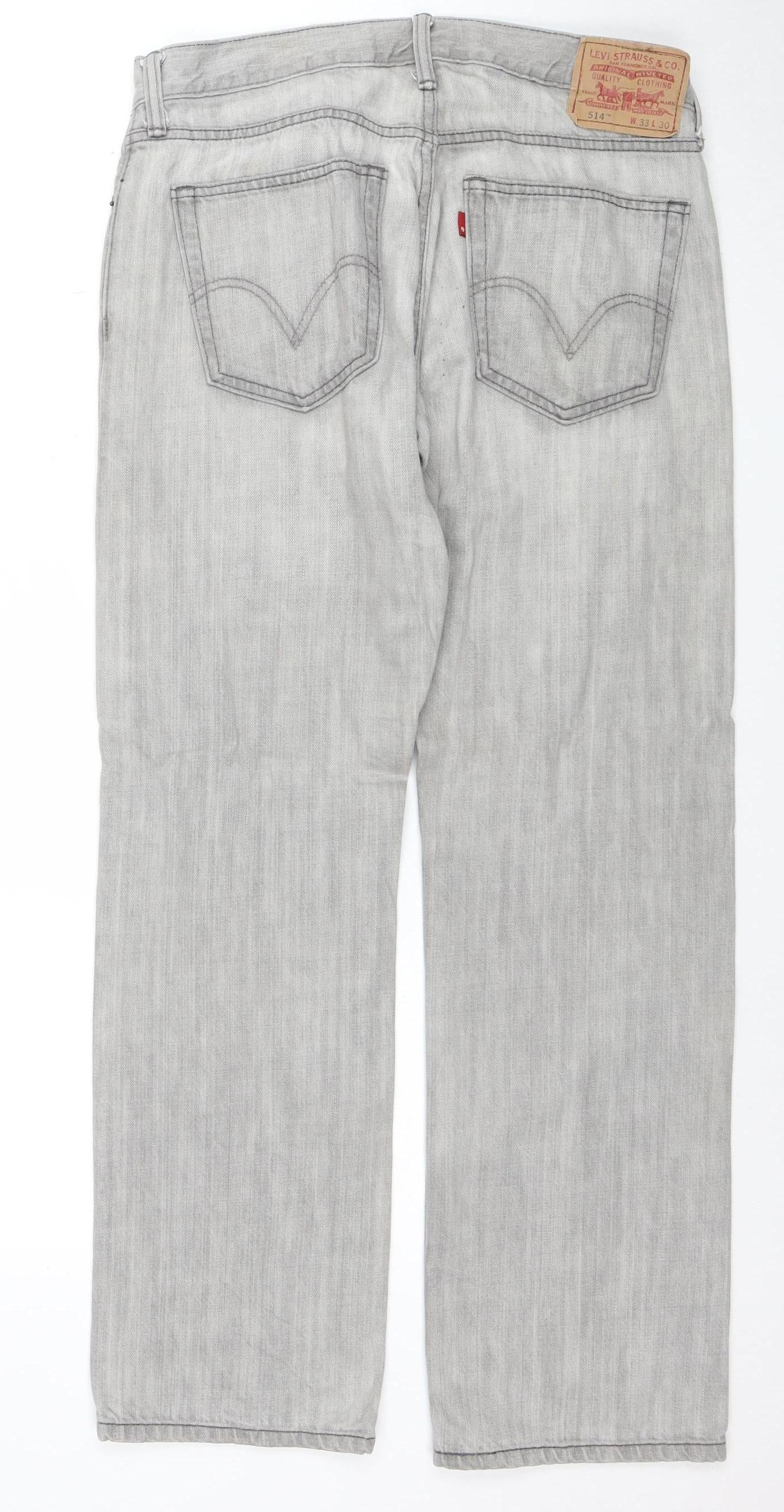 Levi's Men's Grey 514 Slim Straight Denim Jeans 33W x 30L