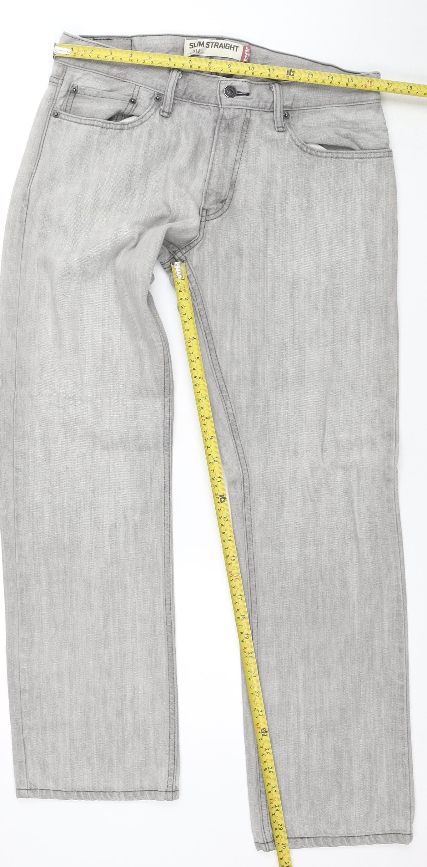 Levi's Men's Grey 514 Slim Straight Denim Jeans 33W x 30L