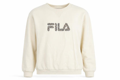 Ellesse Womens Beige Leopard Logo Pullover Sweatshirt UK 12