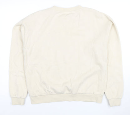 Ellesse Womens Beige Leopard Logo Pullover Sweatshirt UK 12