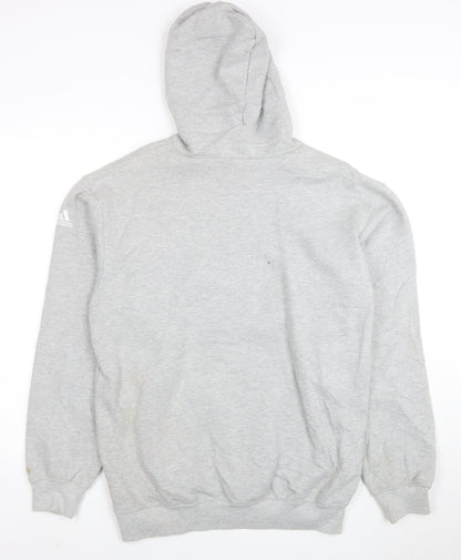 Adidas Men Grey Pullover Hoodie S Regular Fleece Sportswear