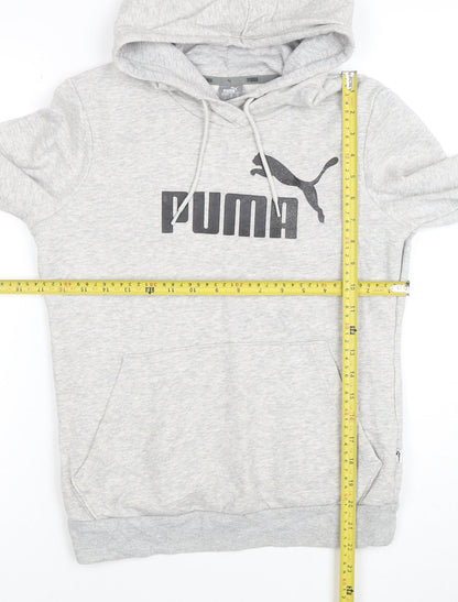 Puma Women Grey Hooded Pullover Sweatshirt Size 10 UK Classic Style