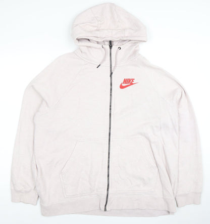 Nike Women Beige Full Zip Hoodie 2X Cotton Blend Casual