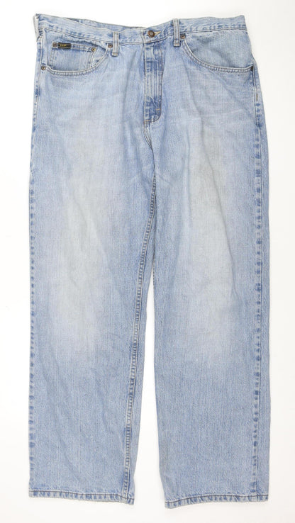 Lee Men's Blue 38x32 Relaxed Straight Leg Denim Jeans