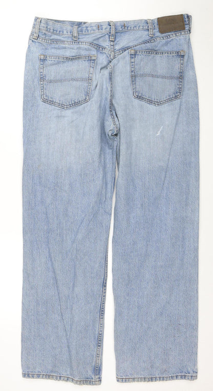 Lee Men's Blue 38x32 Relaxed Straight Leg Denim Jeans