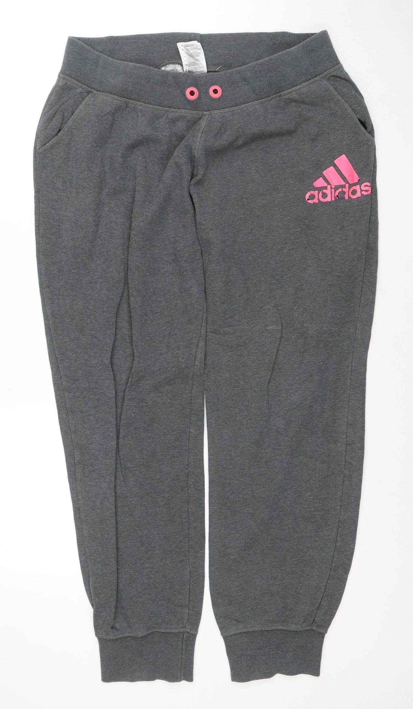 Adidas Womens Grey Jogger Trousers L Cotton Blend Activewear