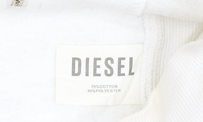 Diesel Womens Ivory Full Zip Hoodie XS Cotton Blend Casual