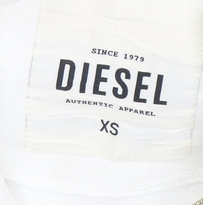 Diesel Womens Ivory Full Zip Hoodie XS Cotton Blend Casual