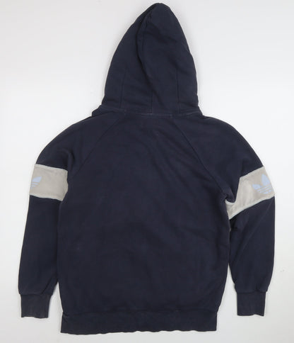 Adidas Womens Navy 1/2 Zip Hoodie Size 12 Cotton Blend Pullover