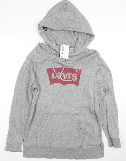 Levi's Men's Grey Pullover Hoodie Small Logo Graphic Cotton