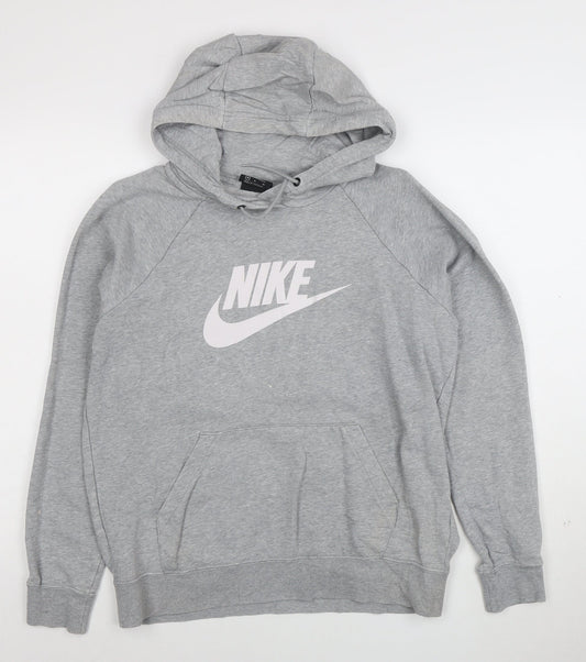 Nike Women's Grey Pullover Hoodie Size M Cotton Blend