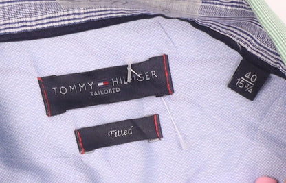 Tommy Hilfiger Men’s Green Slim Fit Long Sleeve Button-Up Shirt Size 15.75