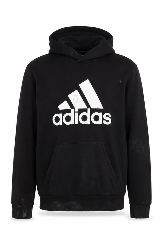 Front view of adidas Men's Black Pullover Hoodie L Logo Sportswear