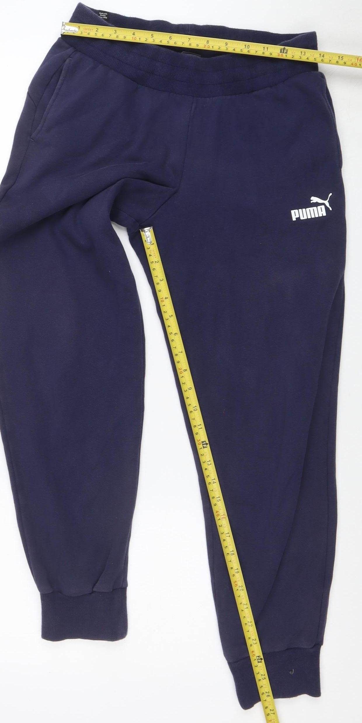 Puma Men Blue Jogger Sweatpants Regular Fit Small Activewear