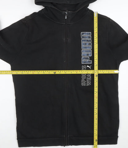 Puma Boys Black Full Zip Hoodie Size 15-16 Years Sportswear Logo