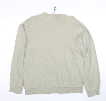 Adidas Men Beige Embroidered Logo Crew Neck Sweatshirt M