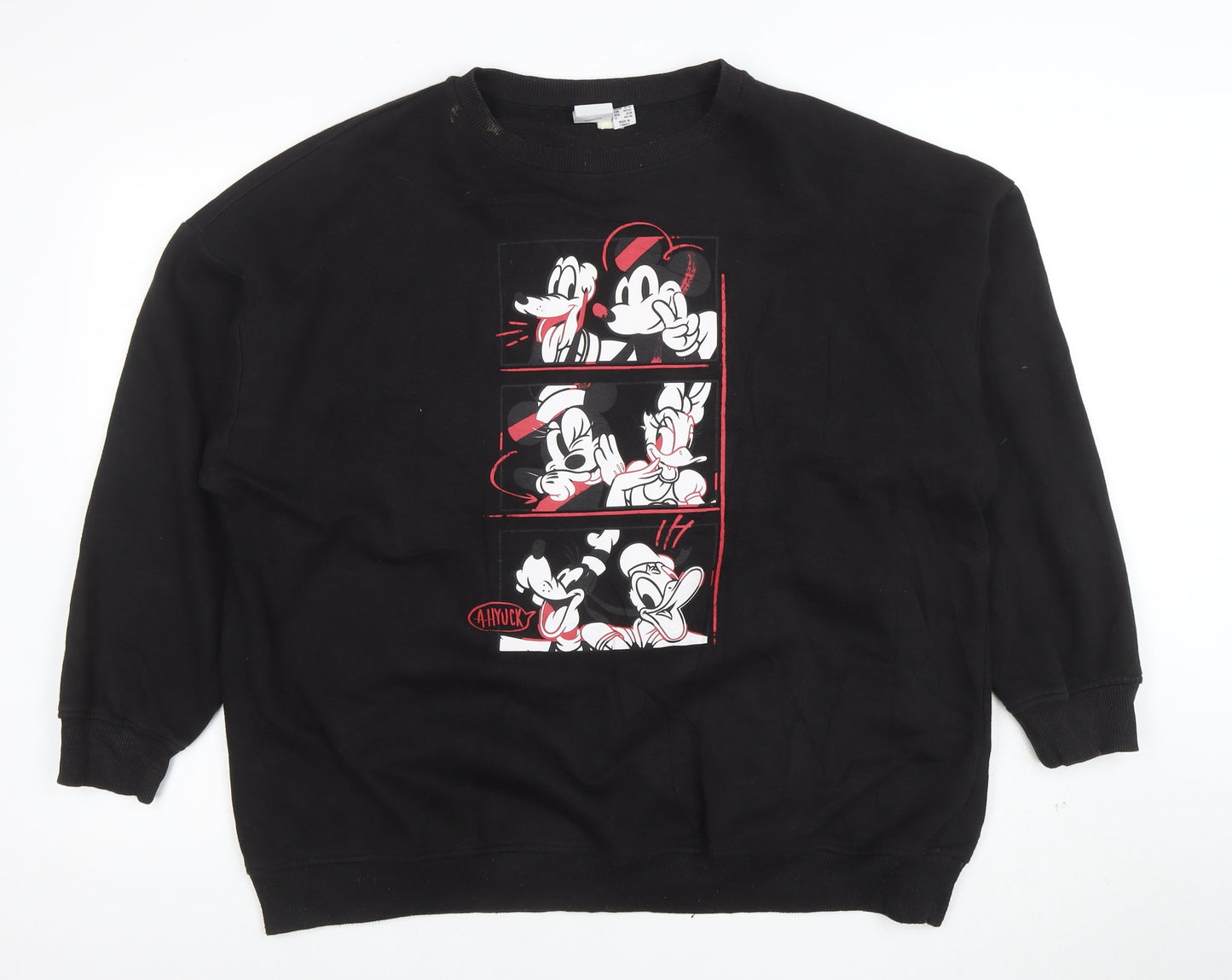 Disney Womens Black Mickey & Friends Graphic Pullover Sweatshirt Size 12/14